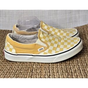Vans Unisex Checkerboard Classic Slip-On Sz M 8.0 W 9.5 Flax(yellow)/True White